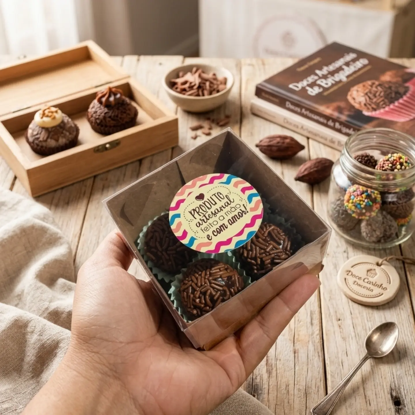 Caixa de brigadeiros artesanais da Chocolícia
